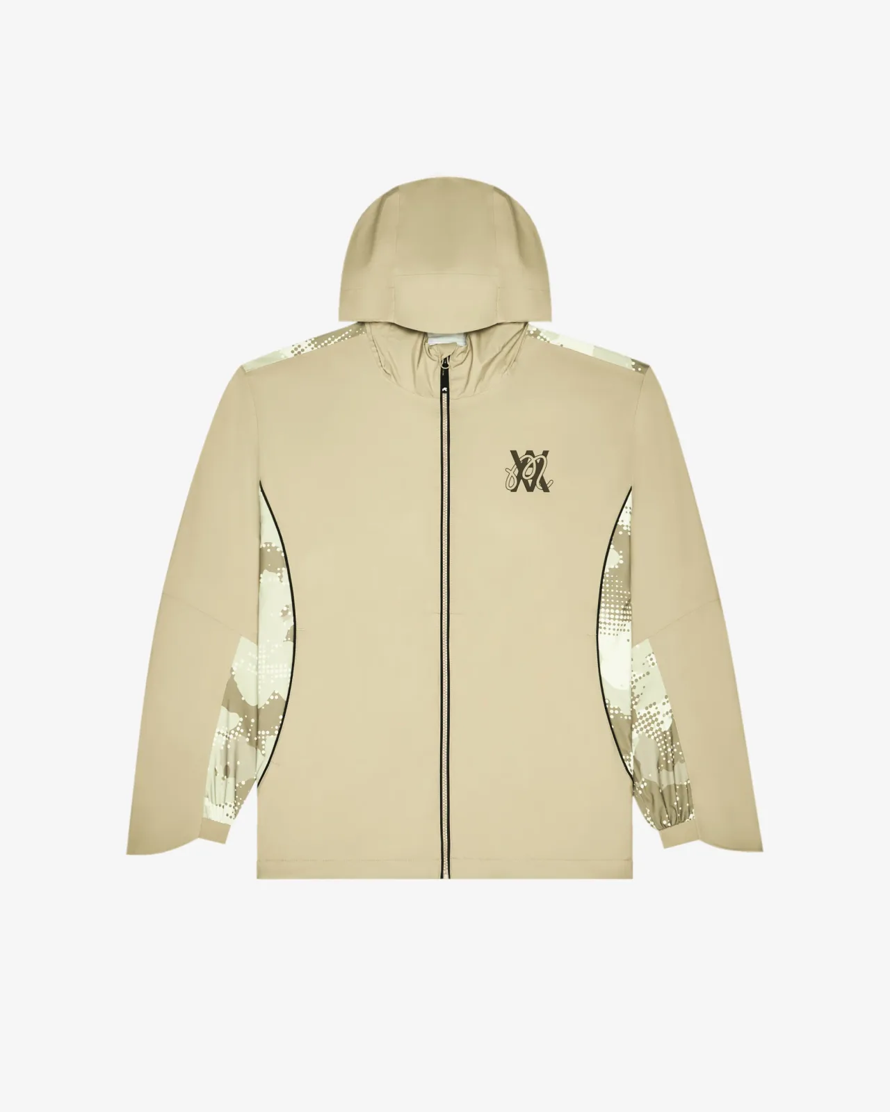 Dune Arsham Cloudburst rain jacket with camo-print side panels