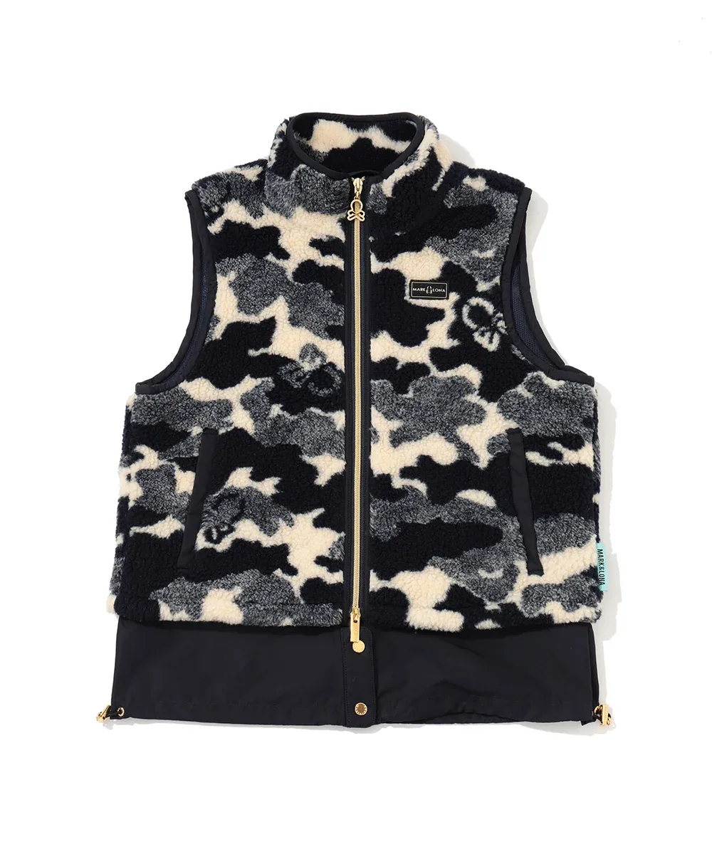 Navy camo boa fleece vest