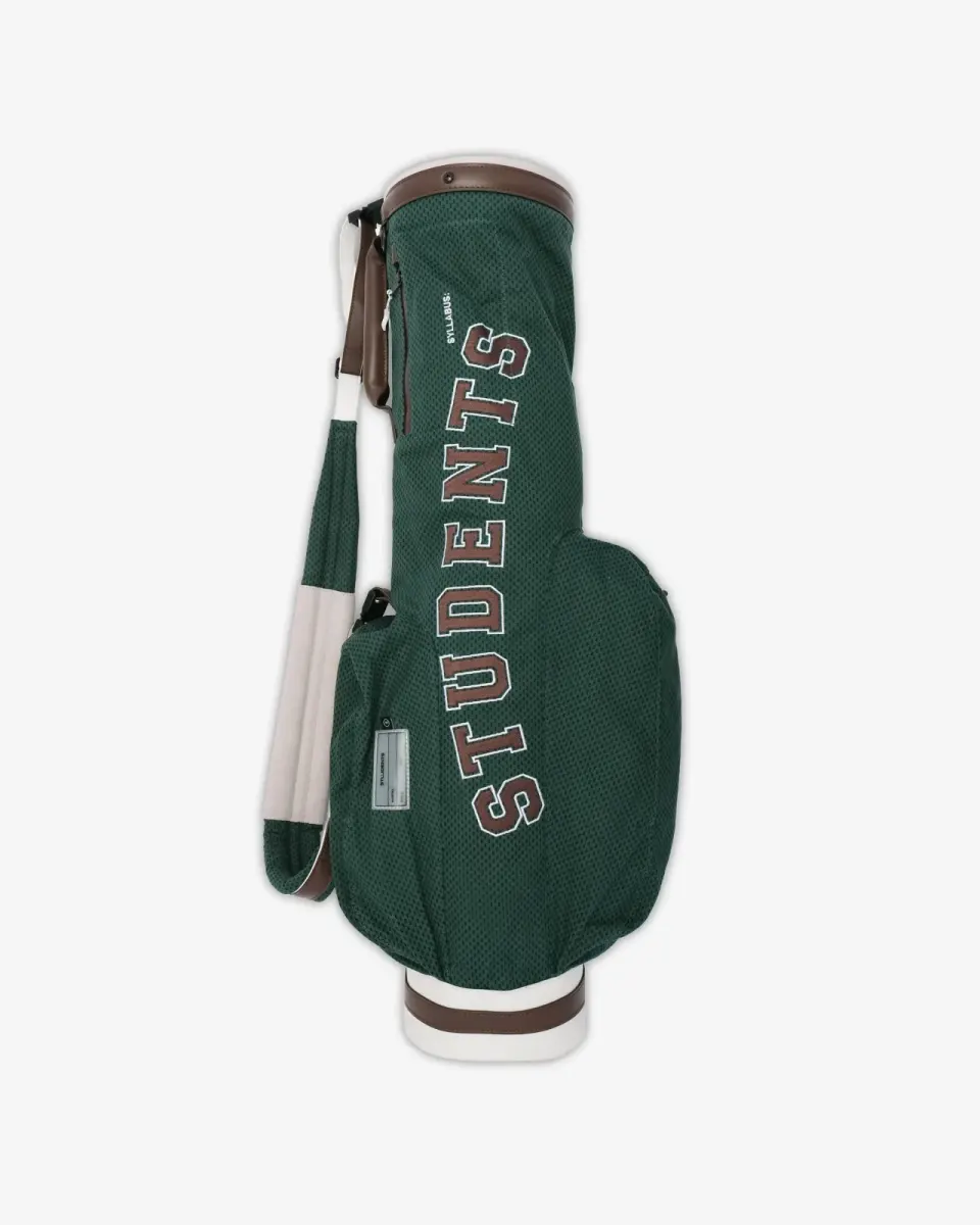 Green mesh Students x Hiroki Sunday bag with STUDENTS lettering