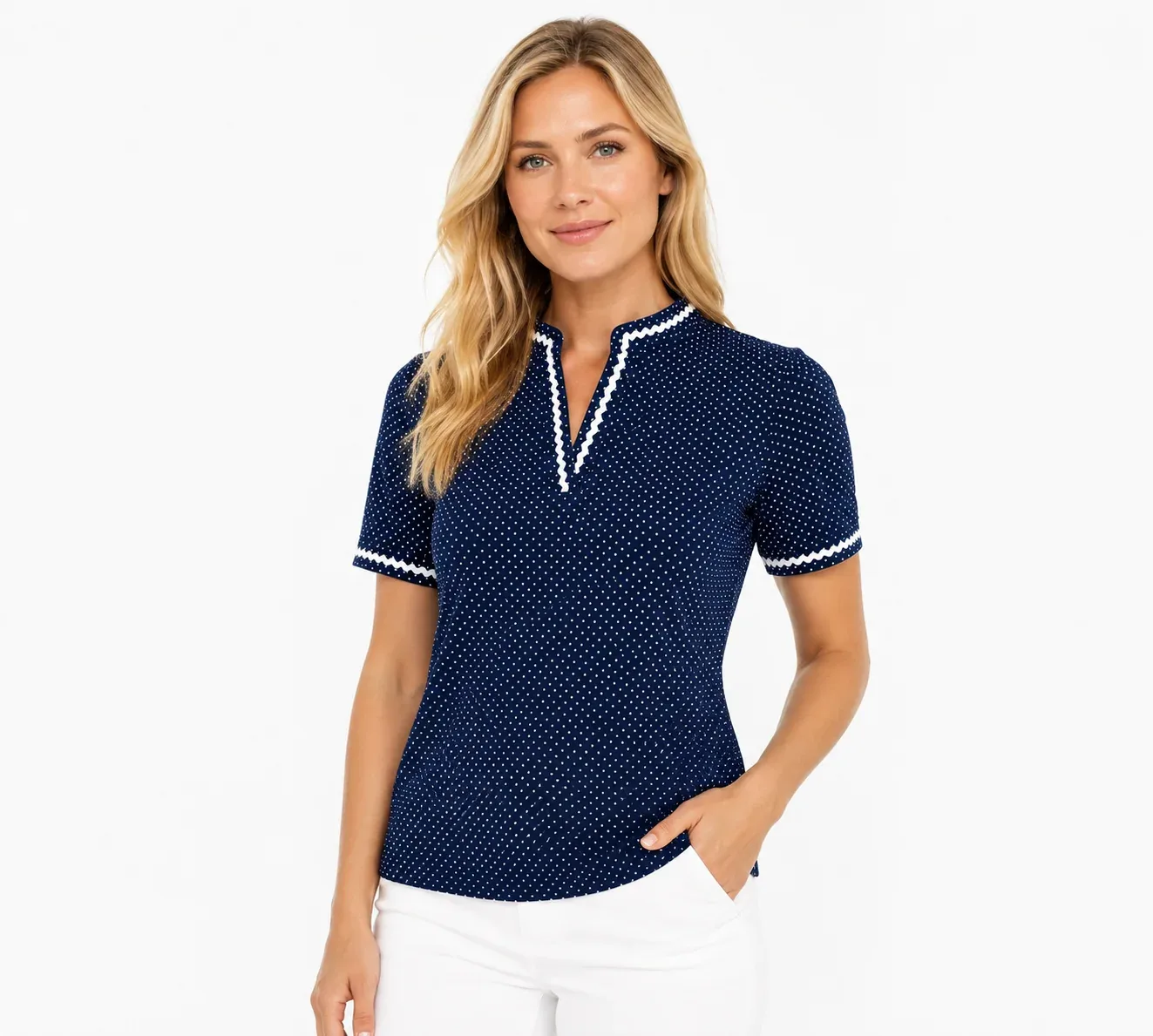 Dotty Cap Sleeve Polo